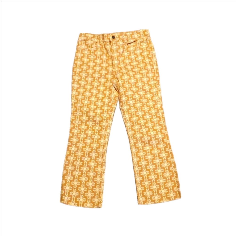 Zara | "Dreed" Mustard Yellow Patterned Women's Classic 5 Pocket Jeans - Size: 8